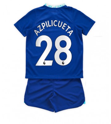 Chelsea Cesar Azpilicueta #28 Hjemmedraktsett Barn 2022-23 Kortermet (+ Korte bukser)